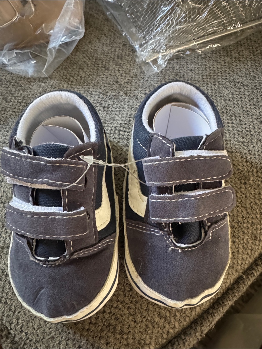 Size 2 Baby Navy Velcro Sneakers - Unbranded